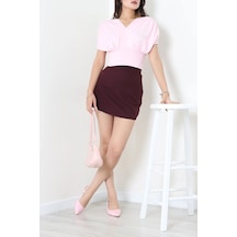 Modi Yarasa Kol Belden Oturtmalı Bluz Pembe - 72001.2221. Acık Pembe