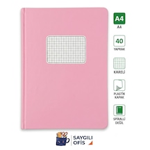 Saygılıofis 40 Yaprak A4 Dikişli Düz Pp Kapak Kareli Defter Pembe