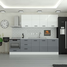 260 Cm Mutfak Dolabı Mdf Kapak Tezgah Dahil Yrkn260 98 Gri