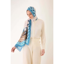Imannoor Vuslat Mavi Floş Viskon Şal 70x210 70x210 Mavi