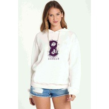 Sense8 Burst Art Baskılı Kadın Kapüşonlu Beyaz Sweatshirt