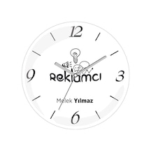 Kişiye Özel Reklamcı Çap 30 Bombeli Gerçek Cam Duvar Saati Siyah