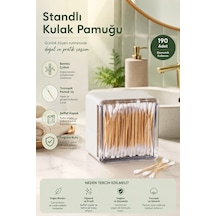 Porsima 3134 Doğal Ahşap Bambu Saplı Standlı Kulak Temizleme Çubuğu Seti- 190 Adet Renkli