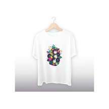 Minimalist 3 Kadın Detaylı Unisex Tişört Beyaz