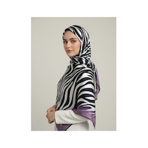 Lady Coco Zebra Desenli Dijital Baskı Rayon Eşarp Lila