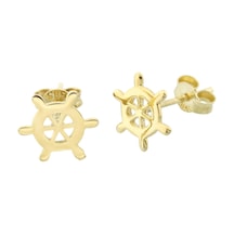 Altın Gemici Dümeni Tragus Küpe Sarı Altın