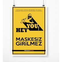 Kişiye Özel Logolu Maskesiz Girilmez Afiş Poster (50 X 70 Cm.) 2