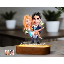 Bk Gift Kişiye Özel Yeni Evli Çift Karikatürlü Dekoratif 3d Biblo Led Işıklı Gece Lambası-5, Düğün Hediyesi, Yıl Dönümü Hediyesi Kobitmeyen138269 Bk
