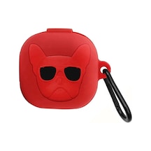 Caseonn Samsung Uyumlu Galaxy Buds 2 Kılıf Karakter Figürlü French Bulldog Kırmızı