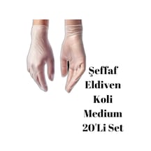 Şeffaf Pudrasız Vinil Muayene Eldiveni Pudrasız 100 Lük Medium Koli 20'li Set - 100