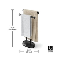 Umbra Palm Lavabo İçin Havlu Askısı, Serbest Duran Havlu Askısı, İki Kollu Metal Takı Koyma Yeri İle, Siyah, Standart Boyut 4 Renk