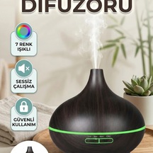 7 Renk Led Işıklı Ultrasonik Hava Difüzörü 550 Ml Sessiz Nemlendirme Ve Aromaterapi Cihazı