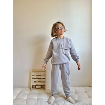 Miniko Kids Erkek Çocuk Kargo Cepli 3 İp Eşofman Takımı Gri