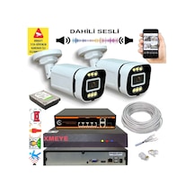 2 Li Yapay Zeka Destekli 5 Mp Görüntü Poe Bağlantılı Sesli 6 Warm Led Gece Renkli Ip Kamera Seti 4386ws