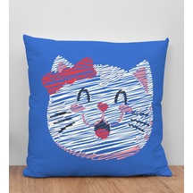 Bk Gift Modern Art Tasarımlı Mavi Kırlent Yastık, Arkadaşa Hediye, Ev Dekorasyonu, Ev Hediyesi-7