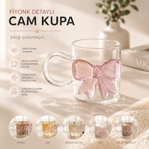 Lunessa Pembe Fiyonk Detaylı Şeffaf Cam Kupa