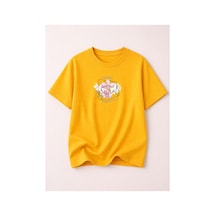 Herkesemoda Choose Kındness Baskı Detaylı Kadın Bisiklet Yaka Pamuklu T-shirt Sarı