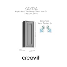 Creavit Kayra Ayna Yan Dolabı 30cm Mat Gri Mat Gri