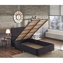 Nironyatak Niron Ela Baza Ve Başlık Seti -120X200 Cm Tek Kişilik Siyah Kumaş