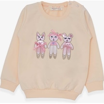 Breeze Kız Çocuk Sweatshirt Sevimli Hayvancıklar Baskılı 1.5-5 Yaş, Krem-krem Krem