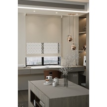 Auralight Lazer Kesim Mat Stor Perde, Lazer Kesimli Modern Serisi, M-4002 Ekru Renk