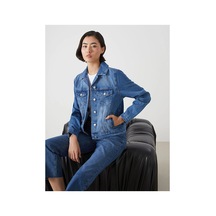 LC Waikiki Gomlek Yaka Kadin Jean Ceket Mıd Indıgo Rodeo