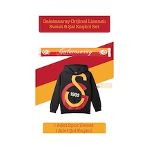 Galatasaray Lisanslı Büyük Logo Çocuk Sweat + Şal Kaşkol Set 095 Siyah