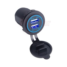 Araç Çift Port Usb Şarj 12-32 Volt Oto Şarj Mavi