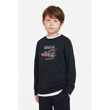 Tshirthane Outto My Way Metal Rock Muzik Baskılı Unisex Çocuk Siyah Sweat Siyah