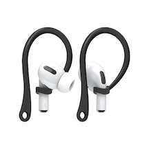 Caseonn Apple Airpods Pro 3 / Airpods Pro 2 / Airpods Pro Kulak Üstü Kulaklık Tutucu Spor Kanca, Esnek Silikon Düşme Önleyici Askı Siyah