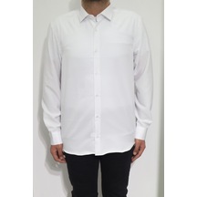 Cliente Dmctekstil Erkek Beyaz Düz Spor Kesim Dar Kalıp Cepsiz Uzun Kollu Yazlık Gömlek