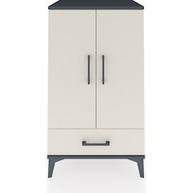 Hyperion Komodin 3 Raflı Tek Çekmeceli 2 Kapaklı 60x44x106 Antrasit-aytaşı Antrasit