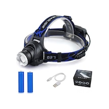 Geeroyoo Dış Mekan Balıkçılığı Ve Kamp İçin Su Geçirmez, Şarj Edilebilir, Yakın-uzak Yakınlaştırılabilir Led Baş Feneri T6, 2 Pil + Şarj Kablosu