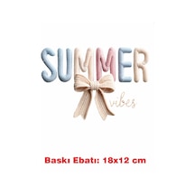 Örgü Görünümlü Summer Yazısı Ütü İle Yapışan Tekstil Baskı 3319