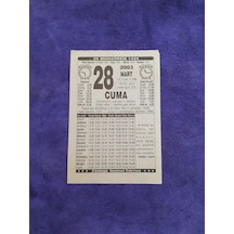 28 Mart 2003 Takvim Yaprağı - Nostaljik Koleksiyonluk Takvim Yaprağı