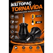 Mini İkili Topaç Tornavida Manyetik Uçlu Düz Ve Yıldız Uçlu Pratik El Tornavidası