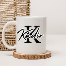 Kişiye Özel Monogram Harfli Beyaz Seramik Kupa Bardak