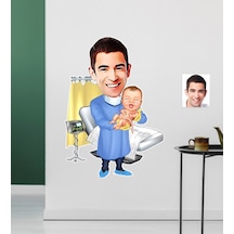 Kişiye Özel Bay Kadın Doğum Uzmanı Karikatürlü Duvar Sticker 50X