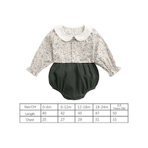 Novahub Çiçek Desenli Uzun Kollu Body - 18-24 Ay Yeşil Mufunye Bebek Elbisesi - Toksik İçermez, Dayanıklı, Rahat Giyim