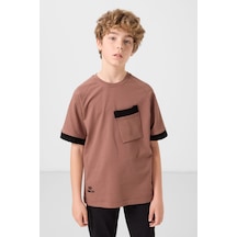 Tommylife Tarçın Pamuklu Yumuşak Dokulu Oversize Cep Detaylı Erkek Çocuk T-shirt - 11295 Tarçın