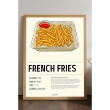 French Fries Ahşap Çerçeveli Poster, Dekoratif Mutfak Duvar Tablosu