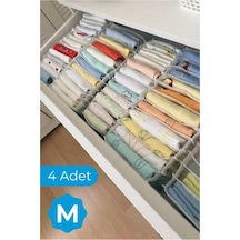 Serstil 4 Adet - Medium 11 Gözlü Çekmece Içi Düzenleyici Organizer 16 X 40 X 12cm Beyaz