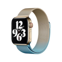 Zengemtx Newface Apple Uyumlu Watch 38mm Metal Mıknatıslı Kordon - Metalik Gold-mavi