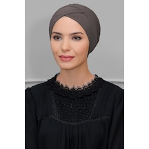 Hürrem Bone Vizon Pratik Hazır Geçmeli Tesettür Bone Sandy Kumaş Çapraz Büzgü Vizon