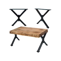 2 Adt Metal X Çapraz Ayak Ahşap Kütük Masif Orta Sehpa Ayağı 45Cm