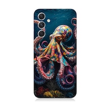 Samsung Galaxy S24 Plus Uyumlu Derinliklerde Sekiz Kol Ahtapot Desenli Silikon Kılıf Çok Renkli