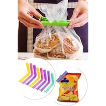 12'li Çok Renkli Pratik Poşet Klipsi, Paket, Ambalaj, Torba, Çanta Kapatıcı Plastik Kilidi, Mandalı 12'li Karışık