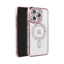 Apple İphone 16 Pro Max Kılıf Joke Simli Magneticsafe Kılıf - Pembe 0.2M-Çok Renkli