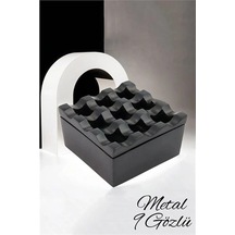Mey İthalat Kapaklı Paslanmaz Kare Küllük - Kapaklı Metal Kül Tablası - Kafe Küllüğü Restoran Küllüğü Masaüstü Küllük 716564