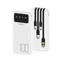 Hp-tp04 Titan Series 10.000 Mah Dahili 4 Kablolu Qualcomm Quick Charge 3.0 Dijital Ekranlı Hızlı Şarj Powerbank - Beyaz